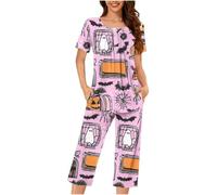 Generisch Pigiama intero da donna, per Halloween, carnevale, comodo e confortevole, due pezzi, con graziosa stampa a zucca per serate rilassanti e un sonno riposante nella stagione fredda, Colore