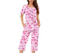 Generisch Pigiama intero da donna, per Halloween, Carnevale, comodo, in due pezzi, con graziosa stampa a zucca per serate rilassanti, sonno riposante nella stagione fredda, Colore: rosa., XXL
