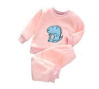 Generisch Pigiama invernale a maniche lunghe, in cotone, con motivo squisito, in due pezzi, biancheria da notte e pantaloni caldi, Pajama B1-rosa, 5-6 Jahre