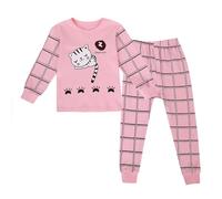 Generisch Pigiama invernale Set Unicorno Farfalla Coccinella Giraffa Gufo Principessa Manica Lunga Cotone Due Pezzi Pigiameria, Pajama B2-rosa, 3-4 Jahre