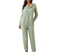 Generisch Pigiama lungo da donna, in due pezzi, pigiama, set da notte in due pezzi, per la casa, per l'inverno, morbido, per il sonno, top e pigiama, pigiama da donna, Pajamas B7-m, L