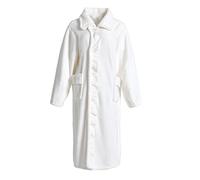 Generisch Pigiama lungo da donna in morbido pile di corallo per un caldo durante la stagione fredda, bianco, 3XL