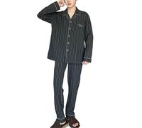 Generisch Pigiama lungo da uomo, in pile, caldo, in pile polare, per uomini con maniche lunghe, come abbigliamento casual per la casa, grigio scuro, M