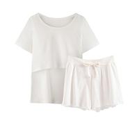 Generisch Pigiama Manica Pigiameria Allattamento Delle Donne Camicia E Set T Bambino Maternità Top Pantaloni Corti Maternità Sonno Accappatoio Elefante Signore, bianco, L