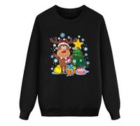 Generisch Pigiama natalizio a forma di famiglia, set natalizio alla moda, a maniche lunghe, stampa con lettere, maglione casual, felpa leggera, abbigliamento familiare, Nero , S