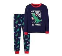 Generisch Pigiama natalizio a maniche lunghe, con stampa, 2 pezzi, per le notti festive, Blu scuro, 4-5 Jahre