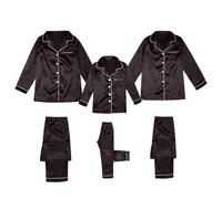 Generisch Pigiama natalizio da bambina, con bottoni, set di pigiami, in due pezzi, biancheria da notte per famiglie, loungewear, a maniche lunghe, biancheria da notte setosa, marrone caffè, 1 berretto
