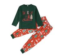 Generisch Pigiama natalizio natalizio per coppie di Natale, per bambini, in cotone, per partner, abbinamento, Colore: rosso, 4 anni