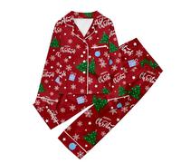 Generisch Pigiama natalizio natalizio pigiameria a maniche lunghe cotone pigiama natalizio set 2-12 anni, Pajamas B14-rosso, 11-12 Jahre