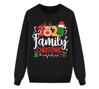 Generisch Pigiama natalizio per famiglia, con stampa a cartone animato, senza berretto, maniche lunghe, abbigliamento invernale, felpa con cappuccio per le vacanze, tuta familiare per bambini (nero, 6