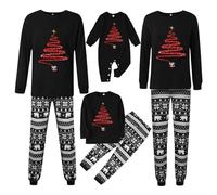 Generisch Pigiama natalizio per famiglie, set pigiama lungo + pantaloni, pagliaccetto per Capodanno, pigiama natalizio in due pezzi, per papà, mamma, bambini, per Natale, matching, C1, 7-8 Jahre