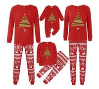 Generisch Pigiama natalizio per famiglie, set pigiama lungo + pantaloni, pagliaccetto per Capodanno, pigiama natalizio in due pezzi, per papà, mamma, bambini, per Natale, matching, C3, 1-2 Jahre