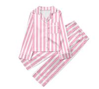 Generisch Pigiama per bambini con stampa, con bottoni, a maniche lunghe, da uomo, per Natale, Colore: rosa., 5-6 Anni