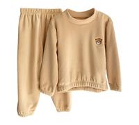 Generisch Pigiama per bambini, ragazzi, ragazze, pigiami caldi e soffici, set di pigiameria invernale di Natale, pigiama da notte Pjs con top e pantaloni lunghi, giallo., 7 anni