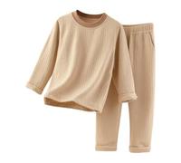 Generisch Pigiama termico da bambina, a maniche lunghe, per bambini, morbido, comodo, per la casa, caffè, 4-5 Jahre