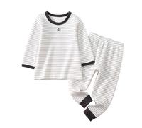 Generisch Pigiama unisex per bambini, 2 pezzi, a maniche lunghe e pantaloni in morbido cotone, comodo pigiama per ragazzi e ragazze in diversi design, Stil_u02 Nero, 4-5 Jahre
