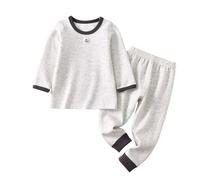 Generisch Pigiama unisex per bambini, 2 pezzi, a maniche lunghe e pantaloni in morbido cotone, comodo pigiama per ragazzi e ragazze in diversi design, Stil_u03 Grigio, 2-3 Jahre