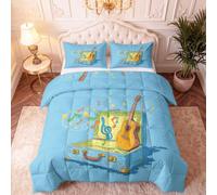 Generisch Piumino 200 x 200 cm, 4 stagioni, lavaggio di alta qualità, 200 g | Trapunta in microfibra, lavabile, delicata sulla pelle, senza fodera, reversibile, fantasia, fiabe, magico e note musicali