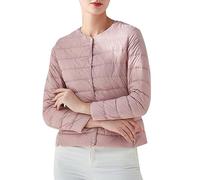 Generisch Piumino da donna alla moda elegante con imbottitura in piuma d'oca bianca di alta qualità per un comfort ottimale e una vestibilità sottile a temperature fredde, Colore: rosa., XXL