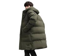 Generisch Piumino da uomo, lungo, invernale, caldo, giacca trapuntata con cappuccio, parka, giacca con cerniera, ispessimento, cappotto invernale da uomo, giacca termica, Verde militare., XXL