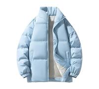 Generisch Piumino da uomo senza cappuccio, giacca invernale da uomo, taglie grandi, con colletto alto, oversize, tinta unita, giacca da montagna moderna, impermeabile, Bu2, L