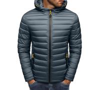 Generisch Piumino da uomo ultraleggero, giacca invernale calda, trapuntata, con cappuccio, giacca a vento con cerniera, comoda per lo sport e il tempo libero, grigio., M