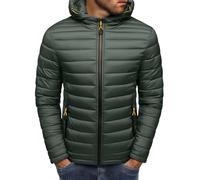 Generisch Piumino da uomo ultraleggero, giacca invernale calda, trapuntata, con cappuccio, giacca a vento con cerniera, comoda per lo sport e il tempo libero, verde, 4XL