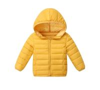 Generisch Piumino trapuntato per bambini, giacca invernale per ragazzi e ragazze, corta, tinta unita, calda imbottitura, per bambini e scuole, 1-giallo, 7-8 Jahre