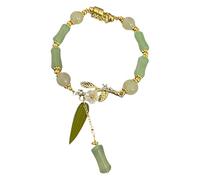 Generisch Placcato E Luna 4 Mm Anelli Jade Bead Bracciale Giada Gioielli Per Donne Uomini Bracciale Nonna Perline Gioielli, Taglia unica, Plastica