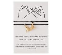 Generisch Placcato Rhodonite Bracciale Uomo Gioielli Miglior Braccialetto di amicizia madre figlia sua piccola Blu Messaggio Per Anelli Acciaio, Taglia unica, Nylon