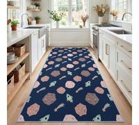 Generisch Planet Rakete, tappeto adatto per persone allergiche, 60 x 180 cm | Tappeto di facile manutenzione, antiscivolo, motivo fiabe, divertente, per soggiorno, cucina, corridoio