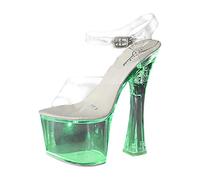 Generisch Plateau Sandalen Damen High Heels Transparent Womens Led Light Up Absatzschuhe Dicke Sohle High Heels Sandals Stöckelschuhe Tanzschuhe Glitzer Sandaletten Party-Sandalen Peeptoe Sandalette