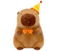 Generisch Plush Stuffed Animals, Birthday Capybara Toy with Hat, Soft Huggable Doll, Cute Party Outfit Design, for Boys Girls Travel Bed Desk Dorm Sofa Home Display Decoration Use
