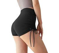 Generisch Pole Dance - Pantaloni da donna, con coulisse, per yoga, per il sollevamento dei fianchi, fitness, allenamento, abbigliamento esterno, per corsa, a tre punti, sportivi, 2 in 1, Nero , L