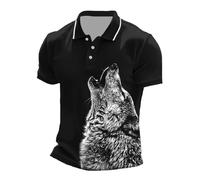 Generisch Polo a maniche corte da uomo, vintage, stile vichingo, Y2K, alla moda, estiva, per il tempo libero, per uomo, golf, polo Loose Fit, maglietta sportiva a maniche corte, A01 nero., 5XL