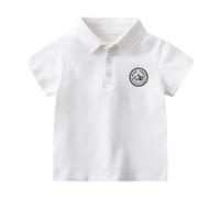 Generisch Polo da ragazzo dal classico design a tinta unita, polo a maniche corte con toppa con logo, maglietta basic senza tempo per la scuola e il tempo libero