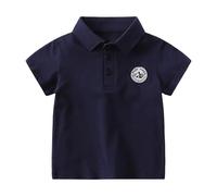 Generisch Polo da ragazzo dal classico design a tinta unita, polo a maniche corte con toppa con logo, maglietta basic senza tempo per la scuola e il tempo libero