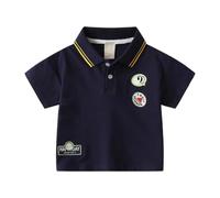 Generisch Polo da ragazzo dal design giocoso con toppe colorate, classica maglietta a maniche corte con colletto polo, top sportivo per la scuola e il tempo libero