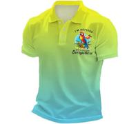 Generisch Polo da uomo con stampa retrò hawaiana "Io sono in pensione" per crociere estive 2025, limone, 3XL