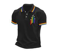 Generisch Polo da uomo sportiva combinata con accenti arcobaleno - Polo con colletto e dettaglio sul petto | look curato per il tempo libero per tutti i giorni e le vacanze