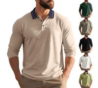 Generisch Polo Shirts für Herren Langarm Polo Baumwolle atmungsaktiv Polohemd Casual Golf T-Shirt Longsleeve Tops, Polo da uomo verde chiaro, S