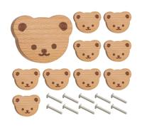 Generisch Pomelli per comò con design a forma di orso dei cartoni animati, 10 pezzi, maniglie per cassetti e pomelli in legno, maniglie decorative per porte di mobili, scrivania, cosmetici, cucina