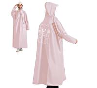 Generisch Poncho antipioggia unisex, per uomini e donne, con protezione integrale e cerniere, protezione impermeabile con cappuccio, per uomini, donne e adulti, Colore: rosa., L