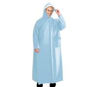 Generisch Poncho antipioggia unisex, per uomini e donne, con protezione integrale e cerniere, protezione impermeabile con cappuccio, per uomini, donne e adulti, Celeste., XL