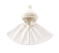 Generisch Poncho caldo e accogliente per bambine per neonati, capispalla foderato in tessuto spesso, adatto per l'inverno di neonati e bambini., beige., 7-8 Anni