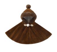 Generisch Poncho caldo e accogliente per bambine per neonati, capispalla foderato in tessuto spesso, adatto per l'inverno di neonati e bambini., marrone, 5-6 Anni