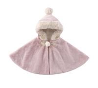 Generisch Poncho caldo e accogliente per bambine per neonati, capispalla foderato in tessuto spesso, adatto per l'inverno di neonati e bambini., Colore: rosa., 3-4 Jahre