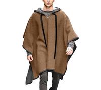 Generisch Poncho con cappuccio da uomo Clint Eastwood Poncho, coperta casual con cappuccio, orlo irregolare con cappuccio, poncho di lana messicano, cowboy hippie giacca poncho andina fashion