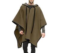 Generisch Poncho con cappuccio da uomo Clint Eastwood Poncho, coperta casual con cappuccio, orlo irregolare con cappuccio, poncho di lana messicano, cowboy hippie giacca poncho andina fashion