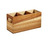 Generisch Porta utensili in legno, extra grande, rustico e con 3 scomparti, per utensili da cucina, per spatola, mestolo, forchette, , casa, ristorante